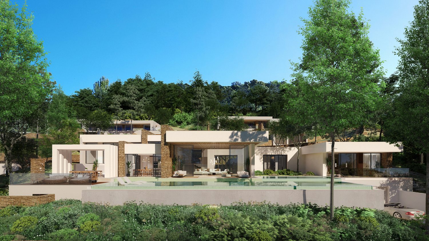 Projekt von 20 Luxusvillen in Roca Llisa in der Nähe des Golfplatzes von Ibiza